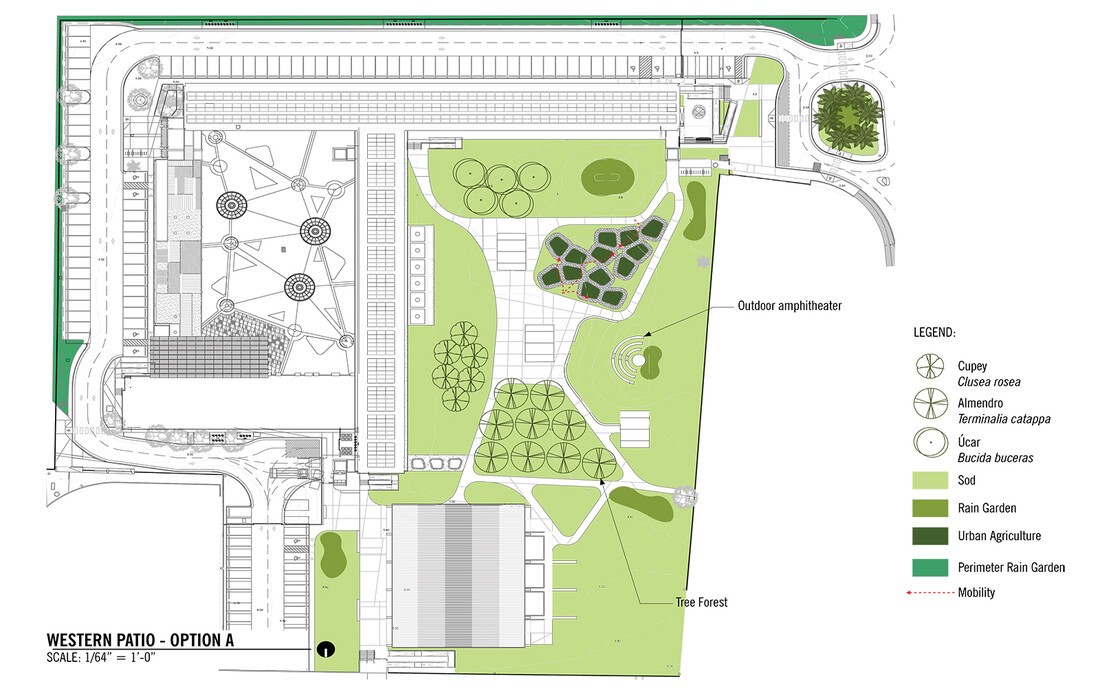 Early concept for the Vimenti site and buildings.  The landscape plays an important role in creating the best environment for learning through outdoor activities.